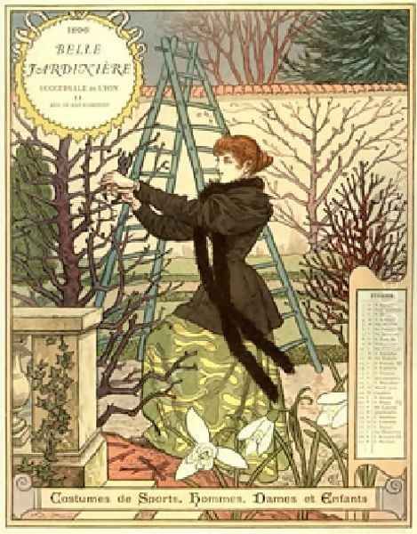 Belle Jardiniere Calendar Fevrier Oil Painting by Eugene Grasset