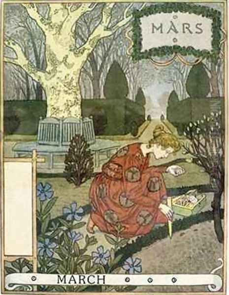 March Oil Painting by Eugene Grasset