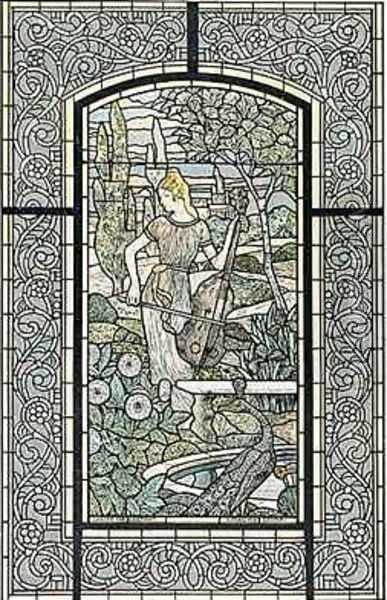 Symphonie by Eugene Grasset 1841-1917 a design for a stained glass window Oil Painting by Eugene Grasset