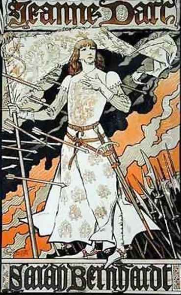 Reproduction of a poster advertising Joan of Arc Oil Painting by Eugene Grasset