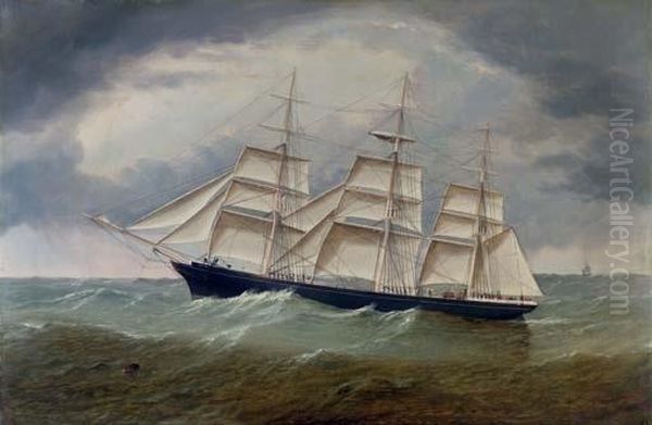 The Three-masted Ship Lucile Of Rockland Oil Painting by William Howard Yorke