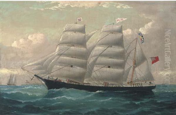 The Barque Rock City Calling For A Pilot Off Point Lynas,anglesey Oil Painting by William Howard Yorke