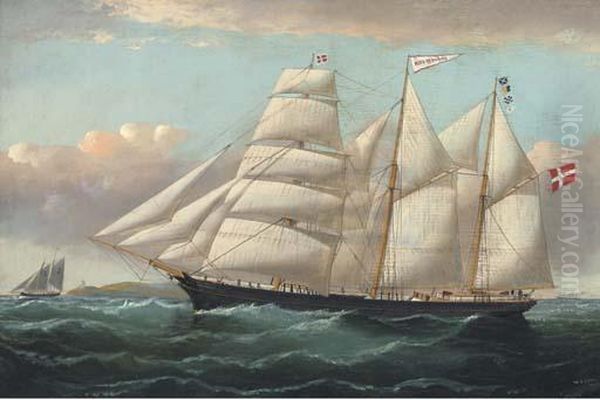 A Pilot Cutter Running Out To Meet The Danish Barquentine Motahermanos Oil Painting by William Howard Yorke