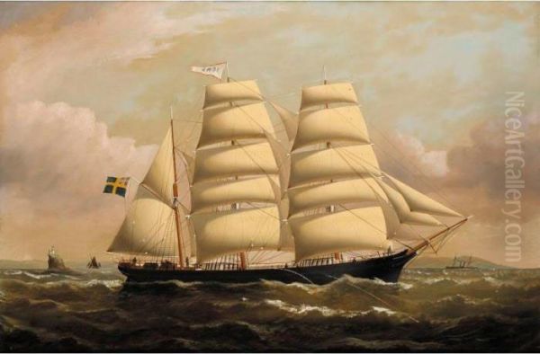 The Swedish Barque Iona Inward Bound Off The Fastnet Rock Oil Painting by William Howard Yorke