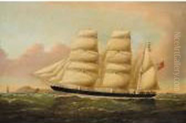 The Barque Ladstock Inward Bound For Liverpool, Off The South Stack Lighthouse, Anglesey Oil Painting by William Howard Yorke