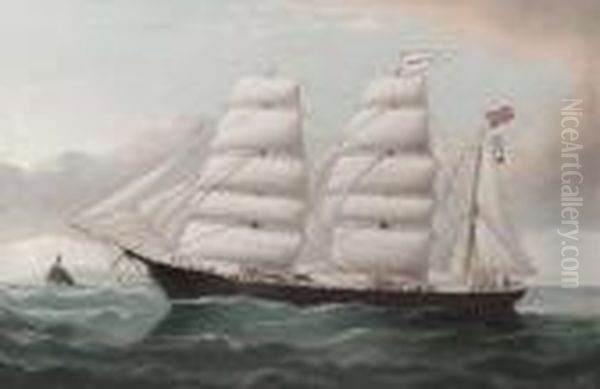 The Norwegian Barque Rathlin Island Off Fasnet Lighthouse Oil Painting by William Howard Yorke