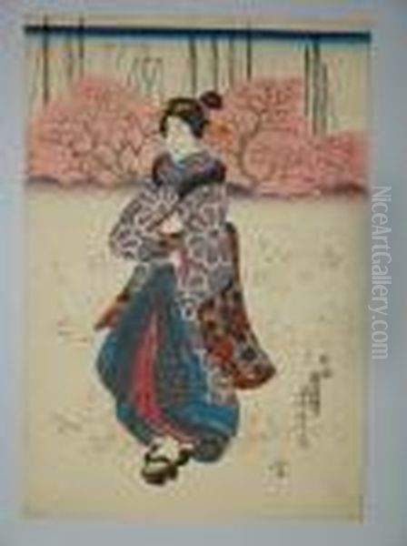 Une Jeune Femme Sepromene Oil Painting by Utagawa Yoshitora