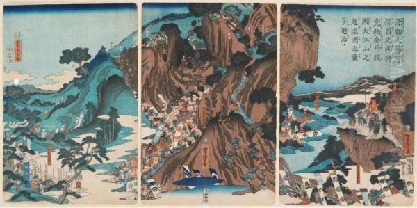 Battle Scene Oil Painting by Utagawa Yoshitora