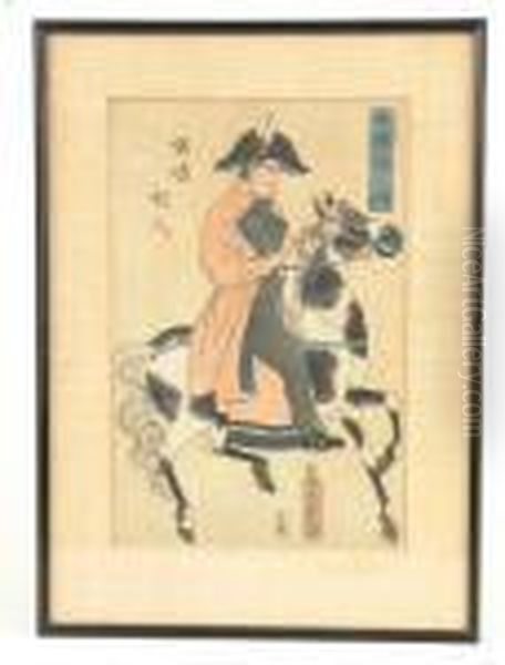 Admiral Perry On Horseback. Oil Painting by Utagawa Yoshitora