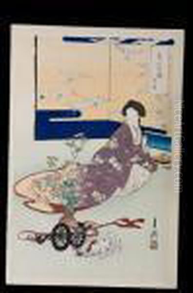 Gluckssymbole. Gute Farben, Masiger Druck. Oil Painting by Utagawa Yoshitora