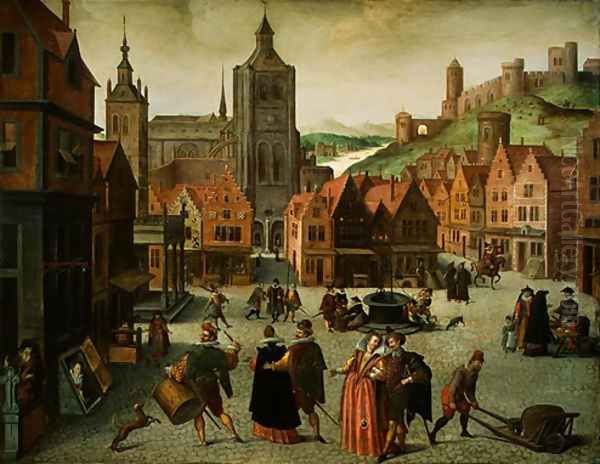 The Marketplace in Bergen op Zoom 2 Oil Painting by Abel Grimmer