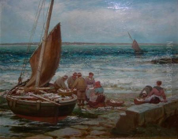 Mending The Nets Oil Painting by Alexander Young