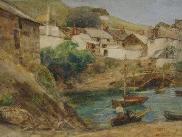 Coveack Harbour Oil Painting by Alexander Young