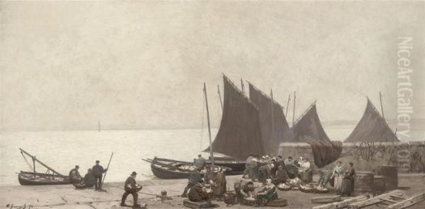 Sorting The Catch Oil Painting by Alexander Young