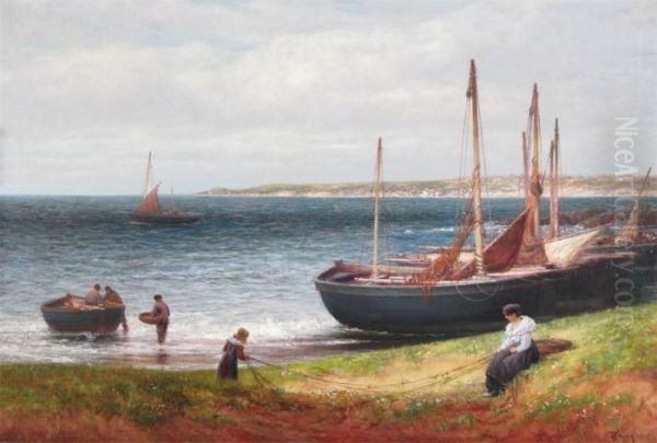 Tidying The Nets Oil Painting by Alexander Young