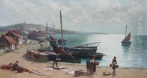 Sorting The Catch, St Monance Oil Painting by Alexander Young