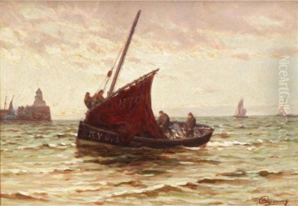 Bringing In The Catch Oil Painting by Alexander Young