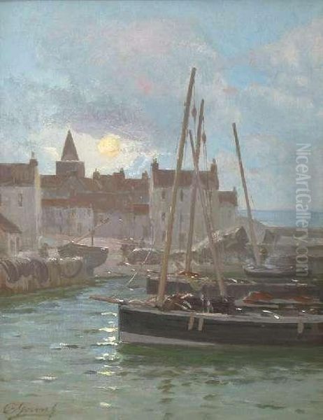 An East Coast Fishing Village Oil Painting by Alexander Young