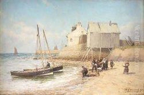 Landing The Catch In The East Neuk Oil Painting by Alexander Young