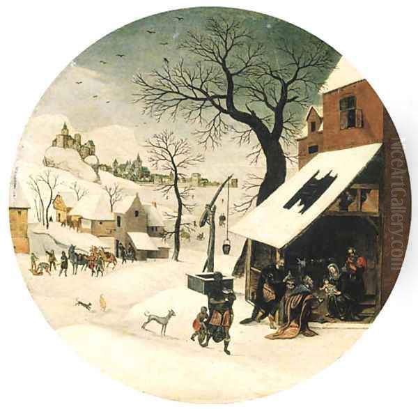 The Month of January A winter landscape with The Adoration of the Magi Oil Painting by Abel Grimmer