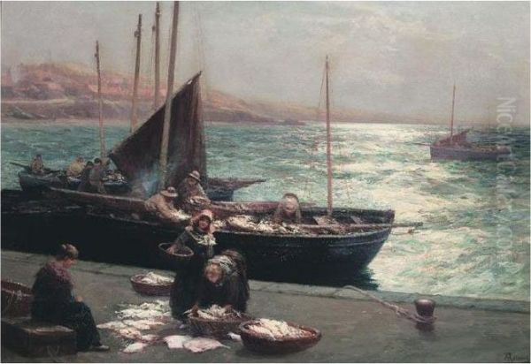 Sorting Fish, Pittenween Oil Painting by Alexander Young