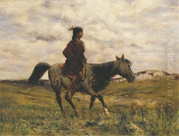 Indian Girl On Horseback Oil Painting by Harvey Otis Young