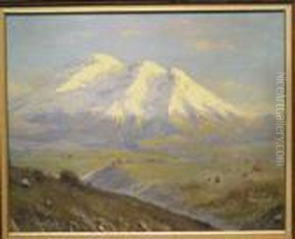 Sheep Herder In The Foothills Of The Wasatch Range Oil Painting by Harvey Otis Young