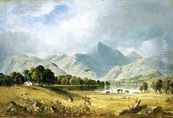 A Sketch of Derwentwater Oil Painting by Sanford Robinson Gifford