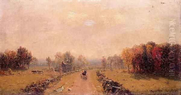 Carriage On A Country Road Oil Painting by Sanford Robinson Gifford