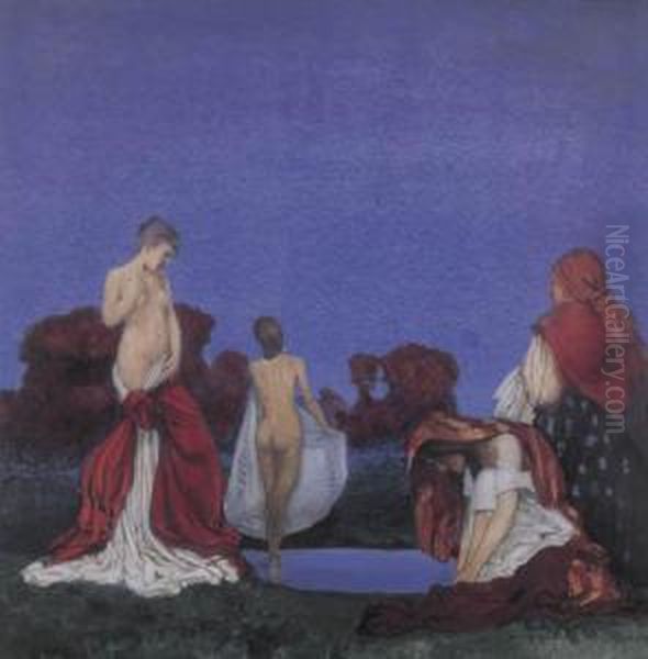 Gypsies Bathing Oil Painting by William Blamire Young