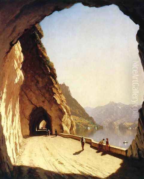 The Galleries of the Stelvio - Lake Como Oil Painting by Sanford Robinson Gifford