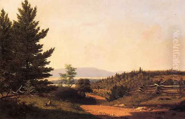 Road Scenery Near Lake George Oil Painting by Sanford Robinson Gifford