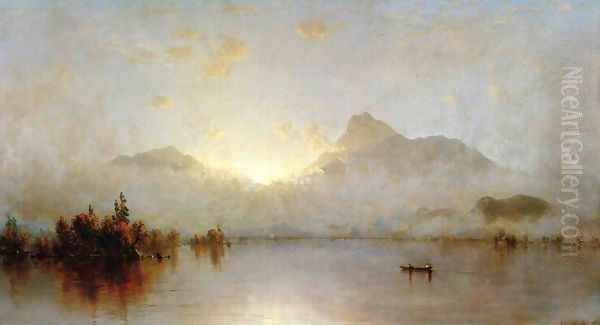 A Sunrise on Lake George Oil Painting by Sanford Robinson Gifford