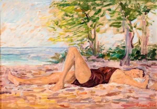 Una Banista, Mallorca Oil Painting by Pere Ysern Y Alie