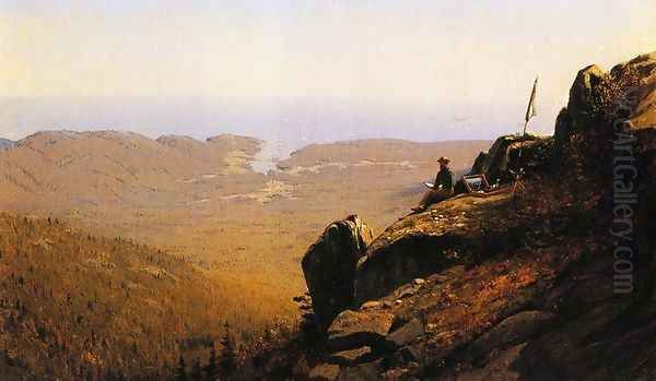 The Artist Sketching at Mount Desert, Maine Oil Painting by Sanford Robinson Gifford