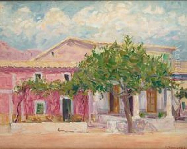 Las Casas Vermellas-mallorca Oil Painting by Pere Ysern Y Alie