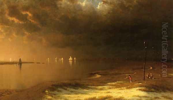 The Mouth of the Shrewsbury River Oil Painting by Sanford Robinson Gifford