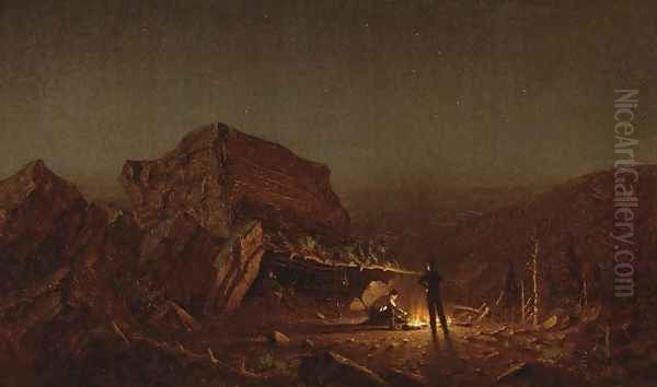 Camping for the Night on Mansfield Mountain Oil Painting by Sanford Robinson Gifford