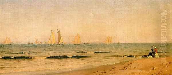 Sandy Hook Oil Painting by Sanford Robinson Gifford