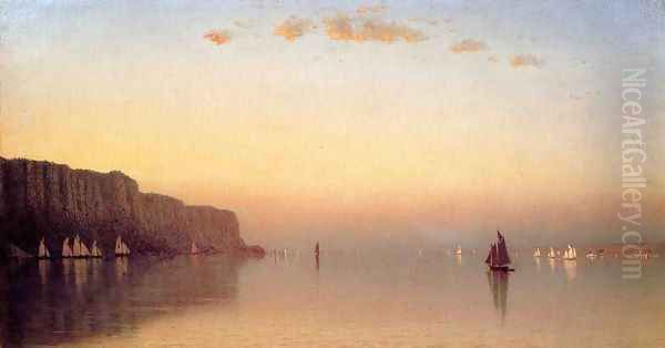 Sunset over the Palisades on the Hudson Oil Painting by Sanford Robinson Gifford