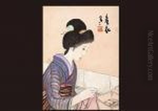 Woman Oil Painting by Takehisa Yumeji