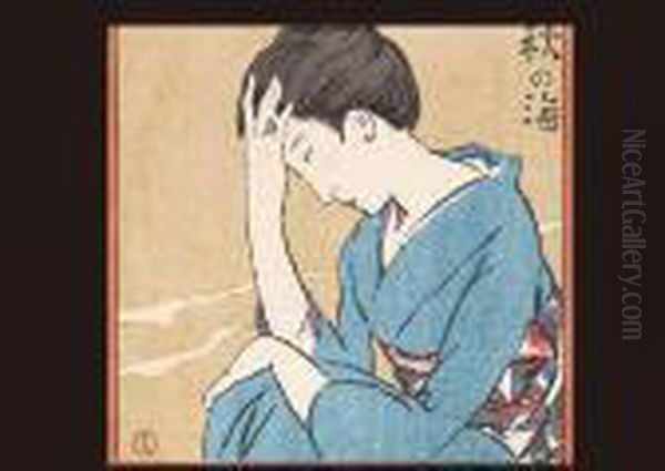 Autumn Ocean Oil Painting by Takehisa Yumeji