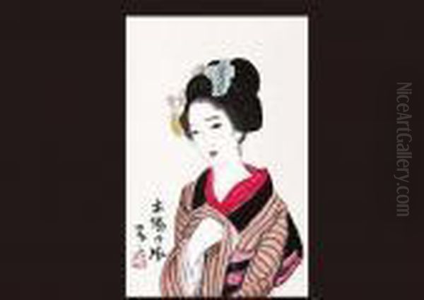 A Woman Oil Painting by Takehisa Yumeji