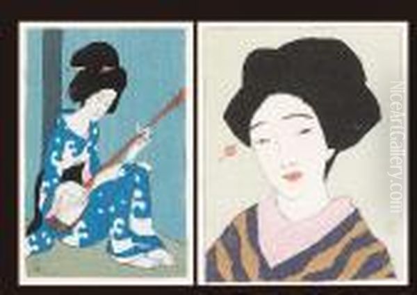 Geisha Oil Painting by Takehisa Yumeji