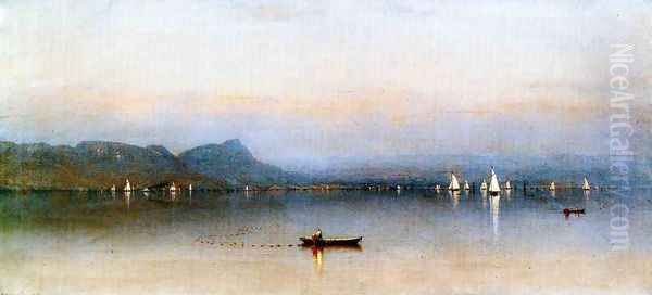 Morning on the Hudson, Haverstraw Bay Oil Painting by Sanford Robinson Gifford