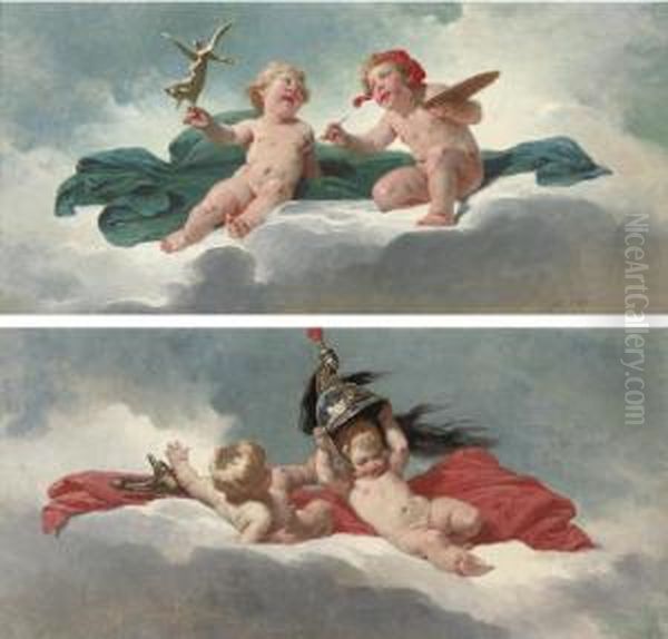 An Allegory Of The Arts; And An Allegory Of War Oil Painting by Adolphe Yvon