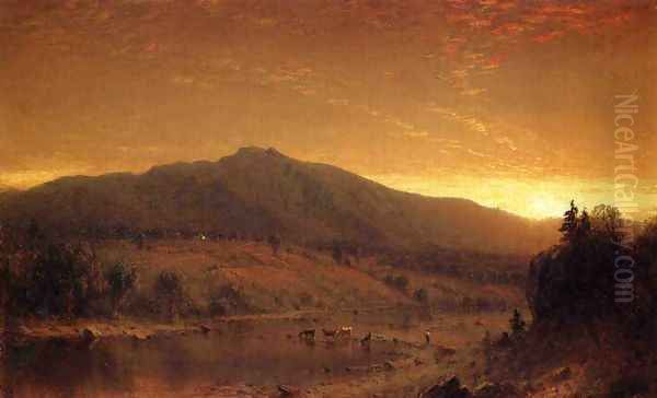 Sunset Oil Painting by Sanford Robinson Gifford