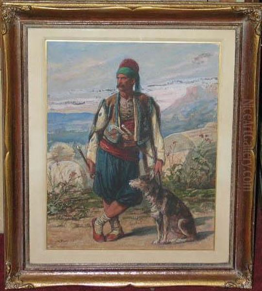 Portrait Dun Turc Avec Son Chien Oil Painting by Adolphe Yvon