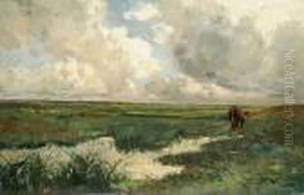 Vache Dans La Pture Pres De La Mare Oil Painting by Edmond Yvon