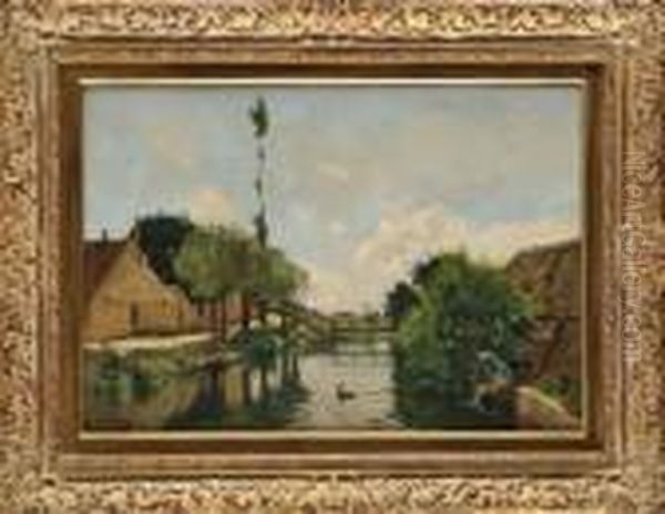 Lavandieres Au Bord Du Loing Oil Painting by Edmond Yvon